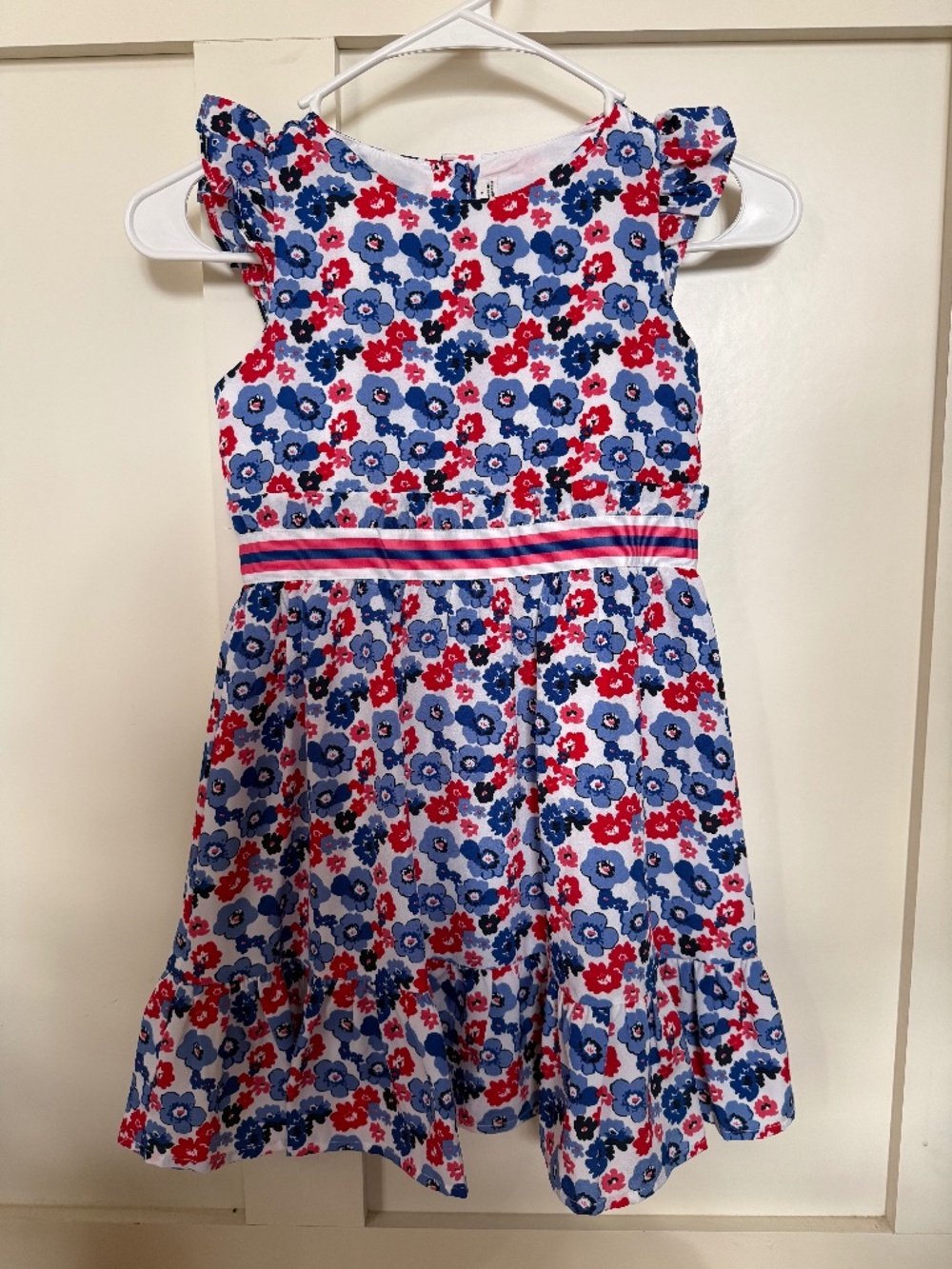 Janie and Jack Size 7 Red/Blue Floral Dress